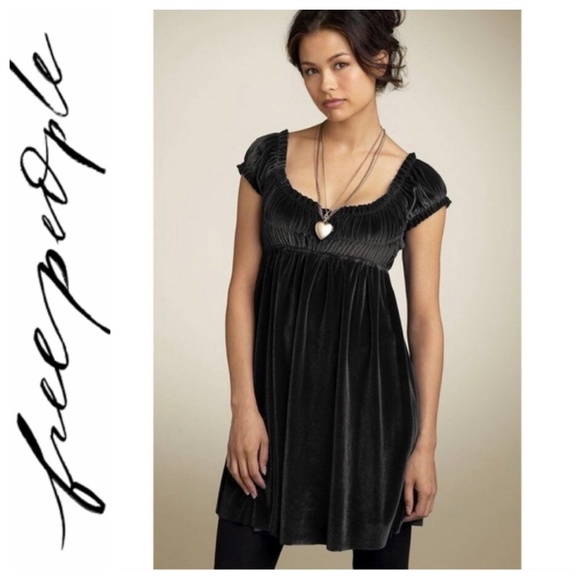 free people black velvet dress